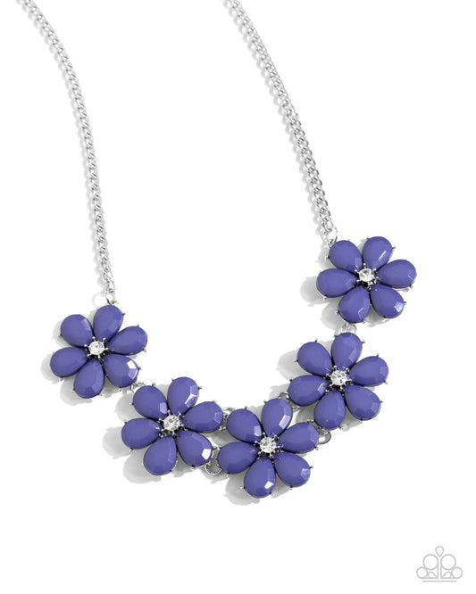 Floral Fun - Blue Marlin Flower Necklace Paparazzi N3317