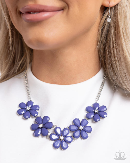 Floral Fun - Blue Marlin Flower Necklace Paparazzi N3317