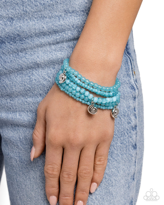 Swirling Shopaholic - Blue Capri Bead Multi Bracelet Look Paparazzi B1790