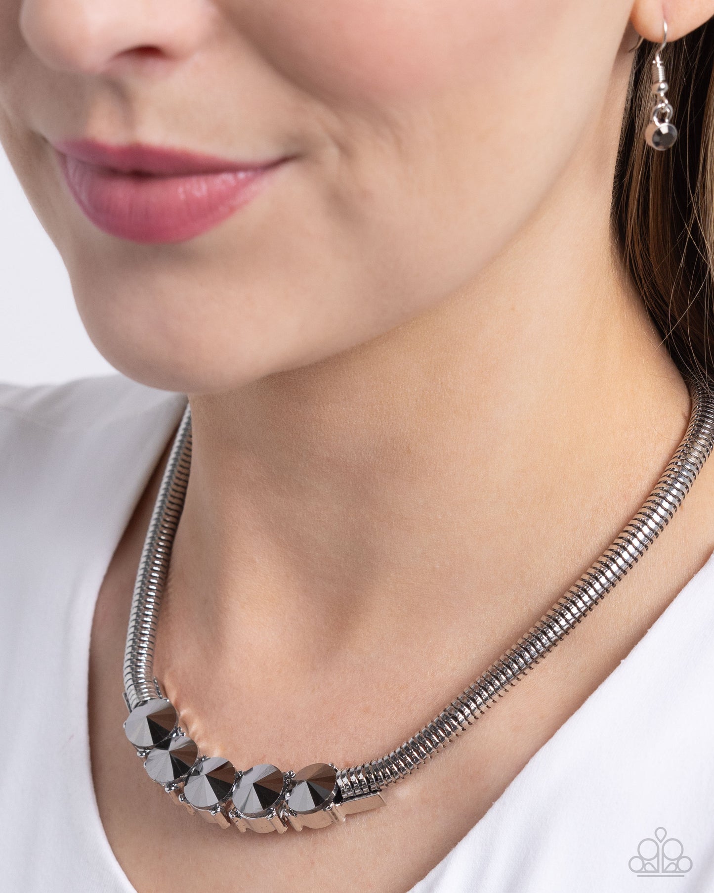 Musings Makeover - Silver Thick Chain Hematite Gem Necklace Paparazzi N2248