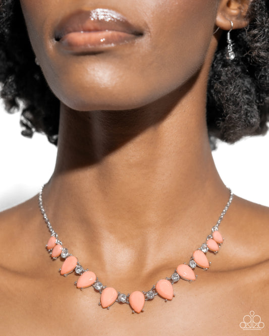 Malibu Marvel - Orange Desert Flower Teardrop Bead Necklace Paparazzi N2417