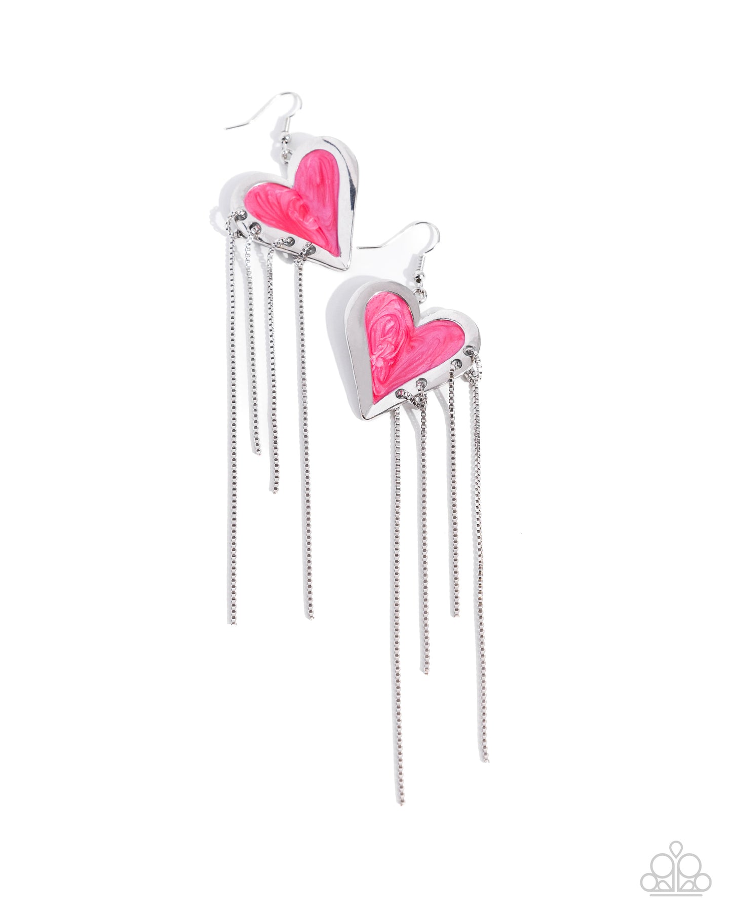 Sweetheart Specialty - Pink Peacock Painted Heart Post Earring Paparazzi E2056