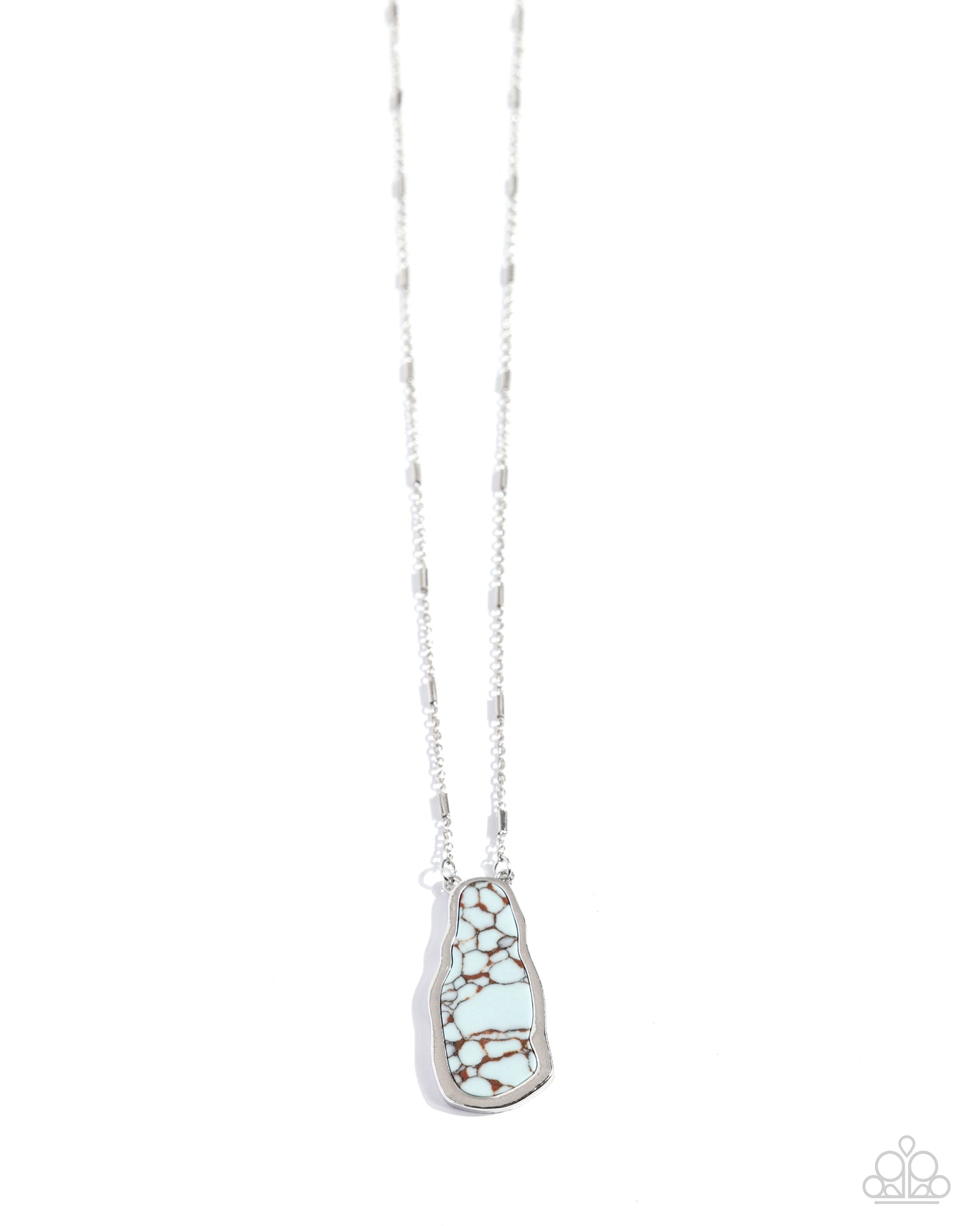 Set to Stun - Blue - Light Blue Marbled With Brown Stone Santa Fe Style Necklace N2240