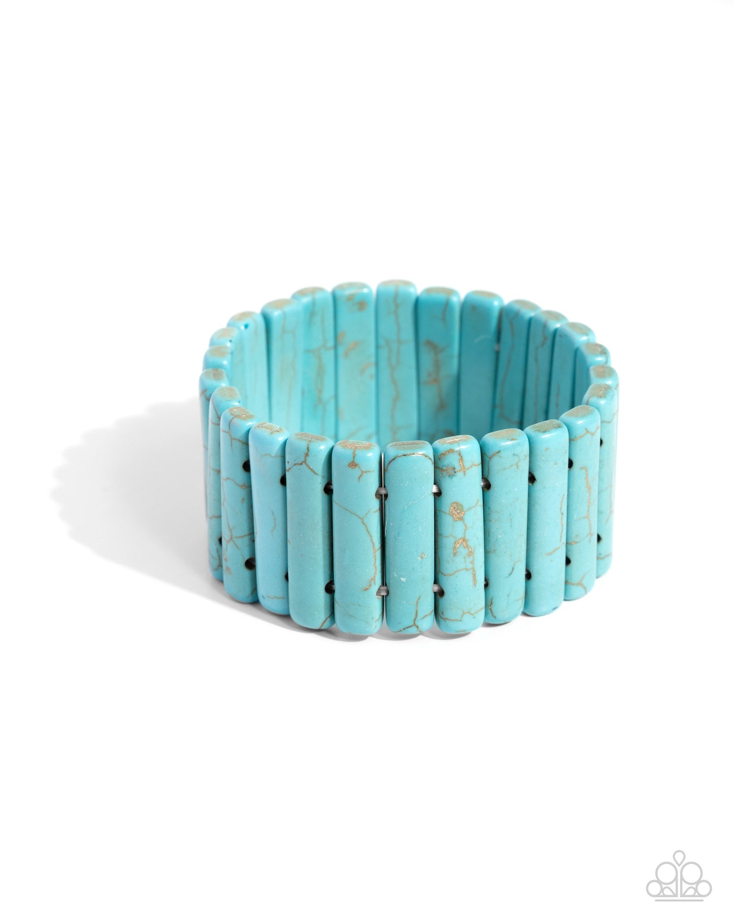 Southern Standing - Blue Turquoise Marbled Stone Santa Fe Style Stretch Bracelet Paparazzi B1516