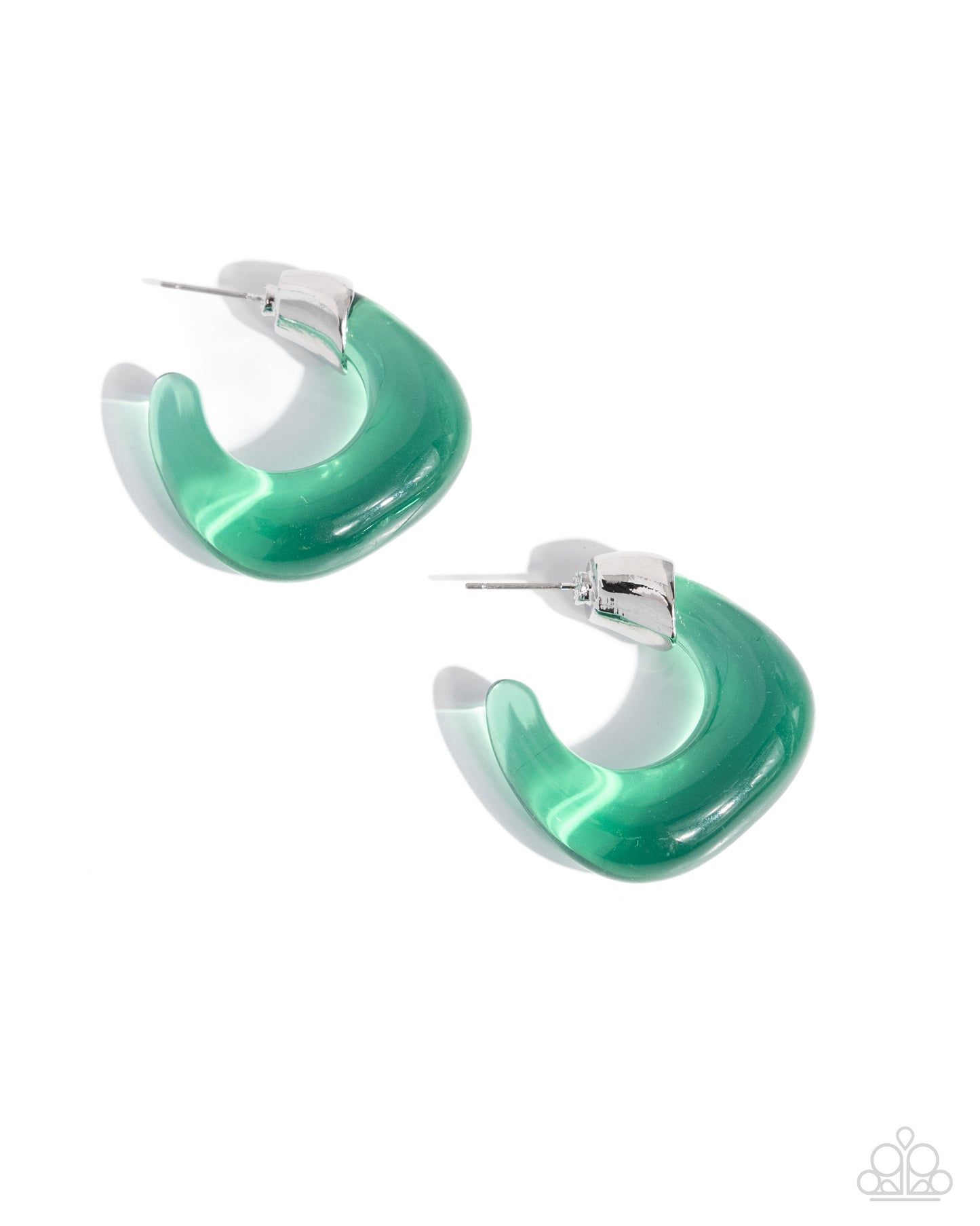 Clear Charm - Green Mint Transparent 1 Inch Hoop Earring Paparazzi E2233