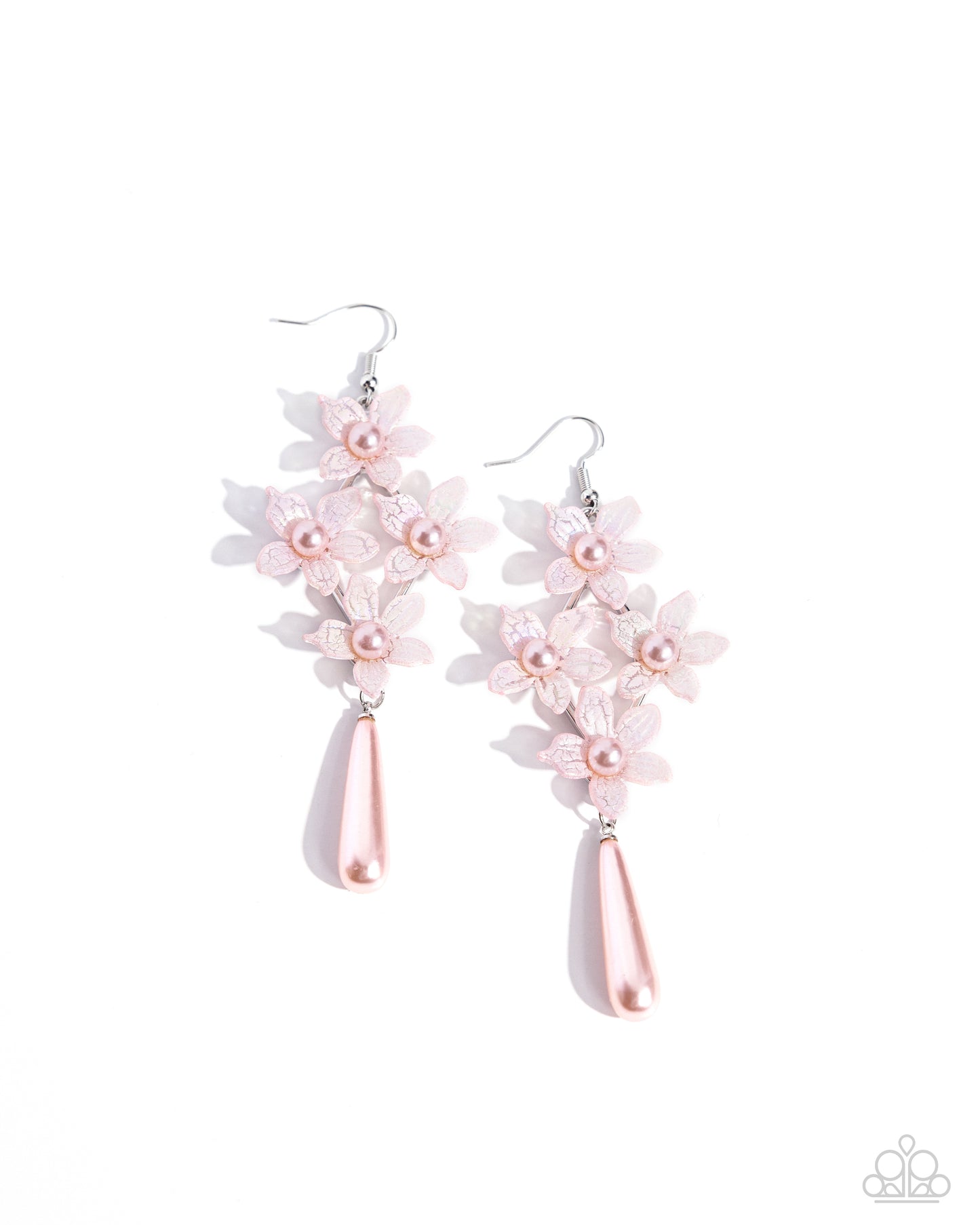 Vintage Veining - Pink - Light Pink Pearl Flower Earring Paparazzi