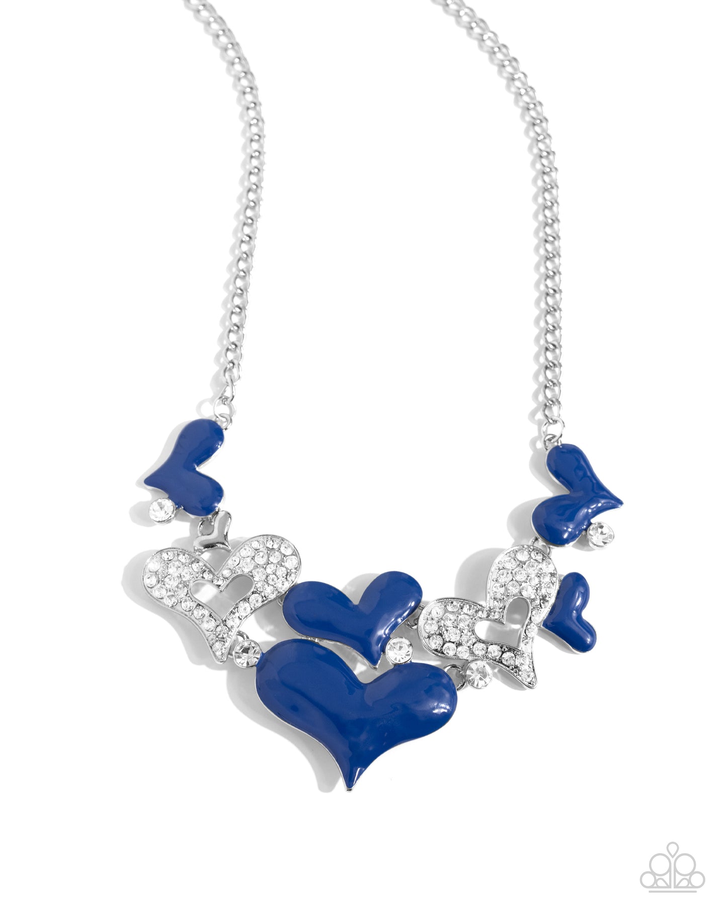 Room in My Heart for More - Blue Marlin & White Rhinestone Abstract Heart Necklace Paparazzi N2516