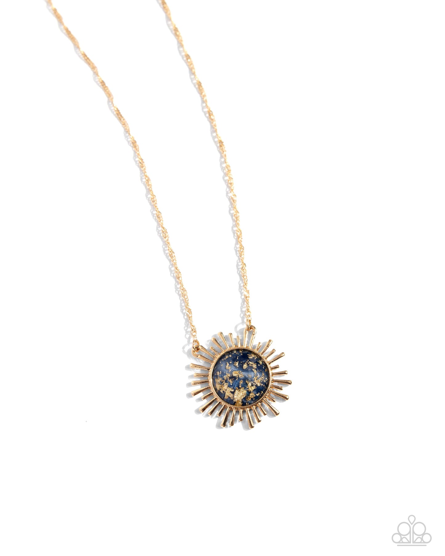 Fairytale Foil - Blue & Gold Sunburst Pendant Necklace Paparazzi