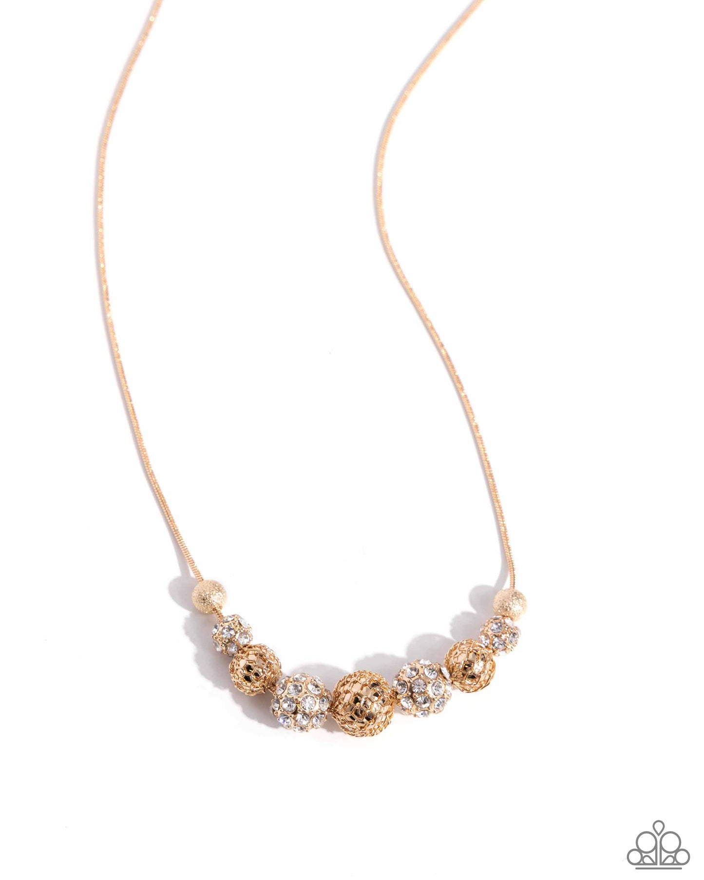 Gilded Gift - Gold Snake Chain & Gold Shattered Bead Necklace Paparazzi N2445