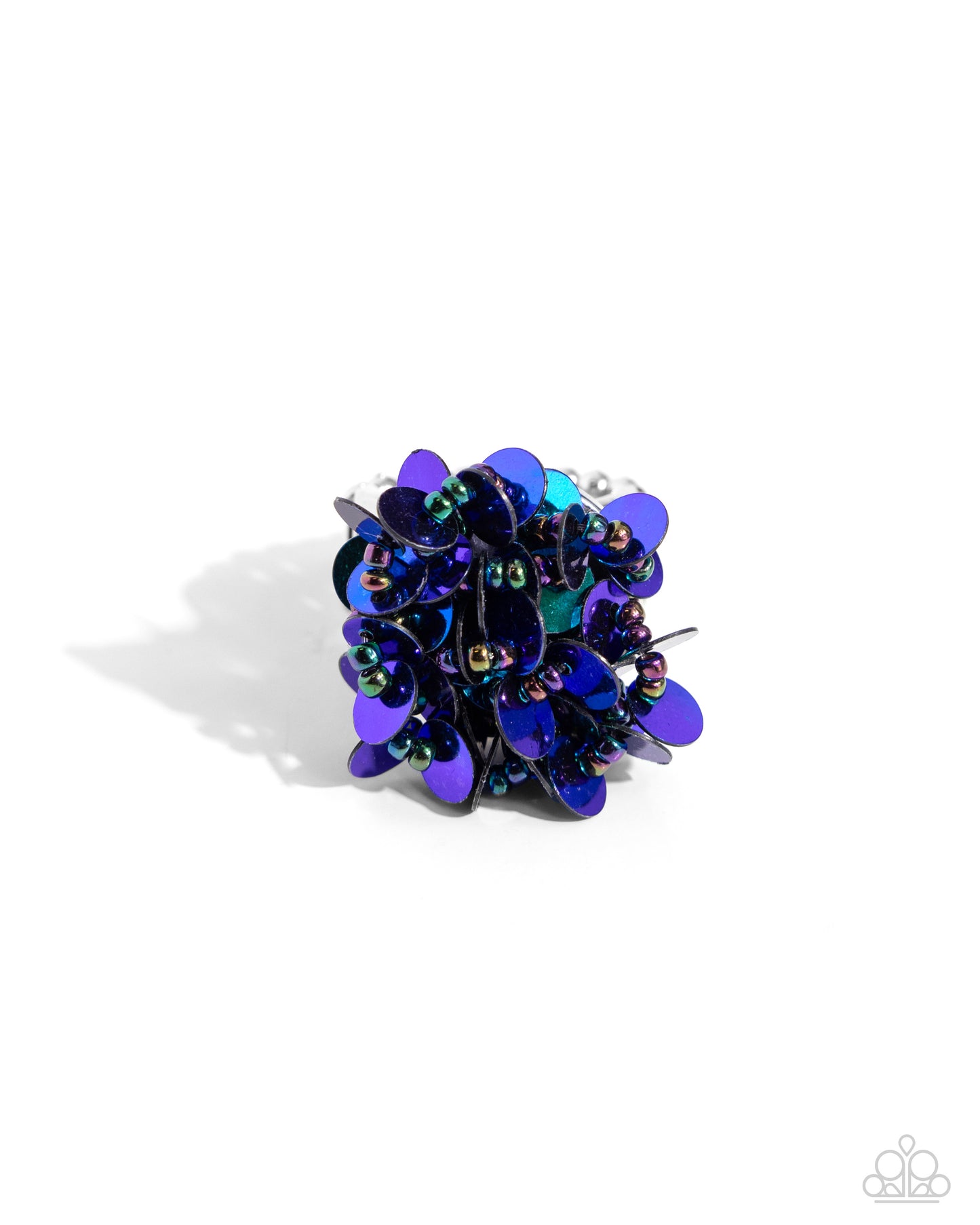 Dynamic Disco - Multi Oil Spill Sequin & Seed Bead Shimmer Ring Paparazzi R0753