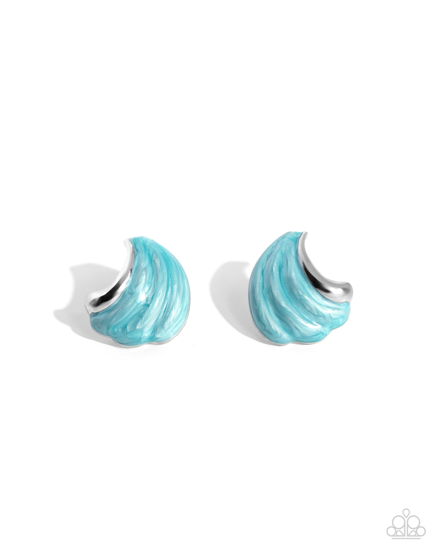 Whimsical Waves - Blue Capri Pearlized Painted Ocean Wave Post Earring Paparazzi E1952