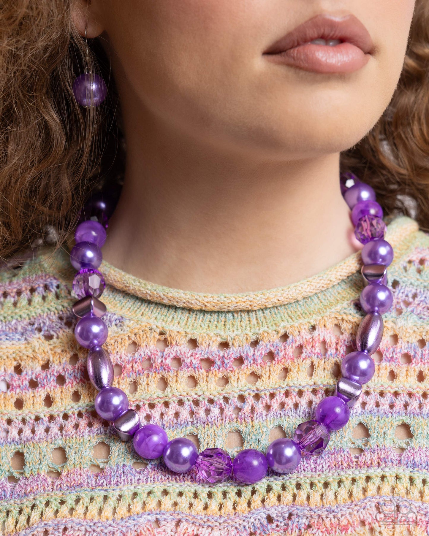 Plentiful Pearls - Purple Faceted, Clear, & Glossy Pearl Necklace Paparazzi N2372