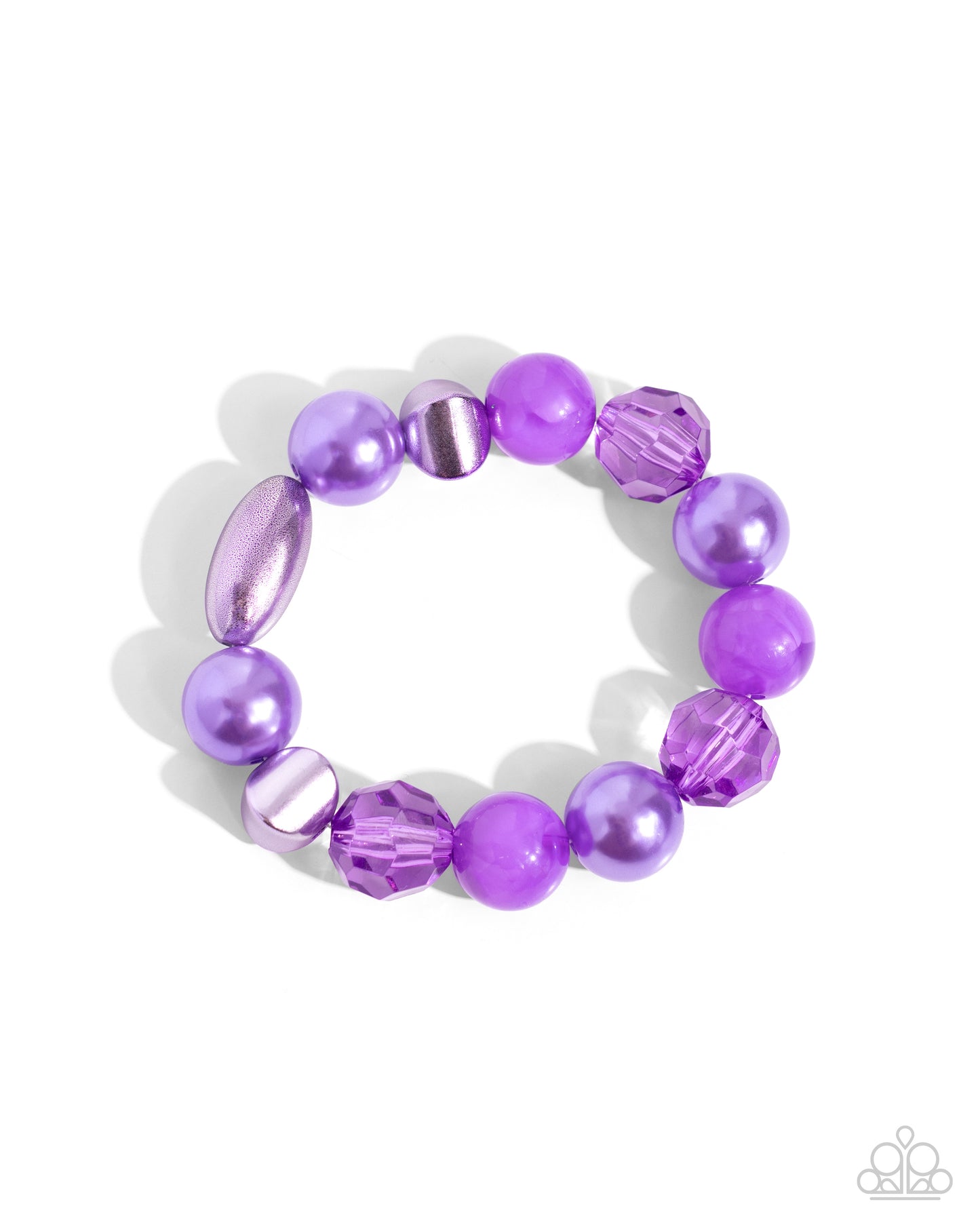 Plentiful Pigment - Purple Clear, Faceted & Glossy Pearl Stretch Bracelet Paparazzi B1601