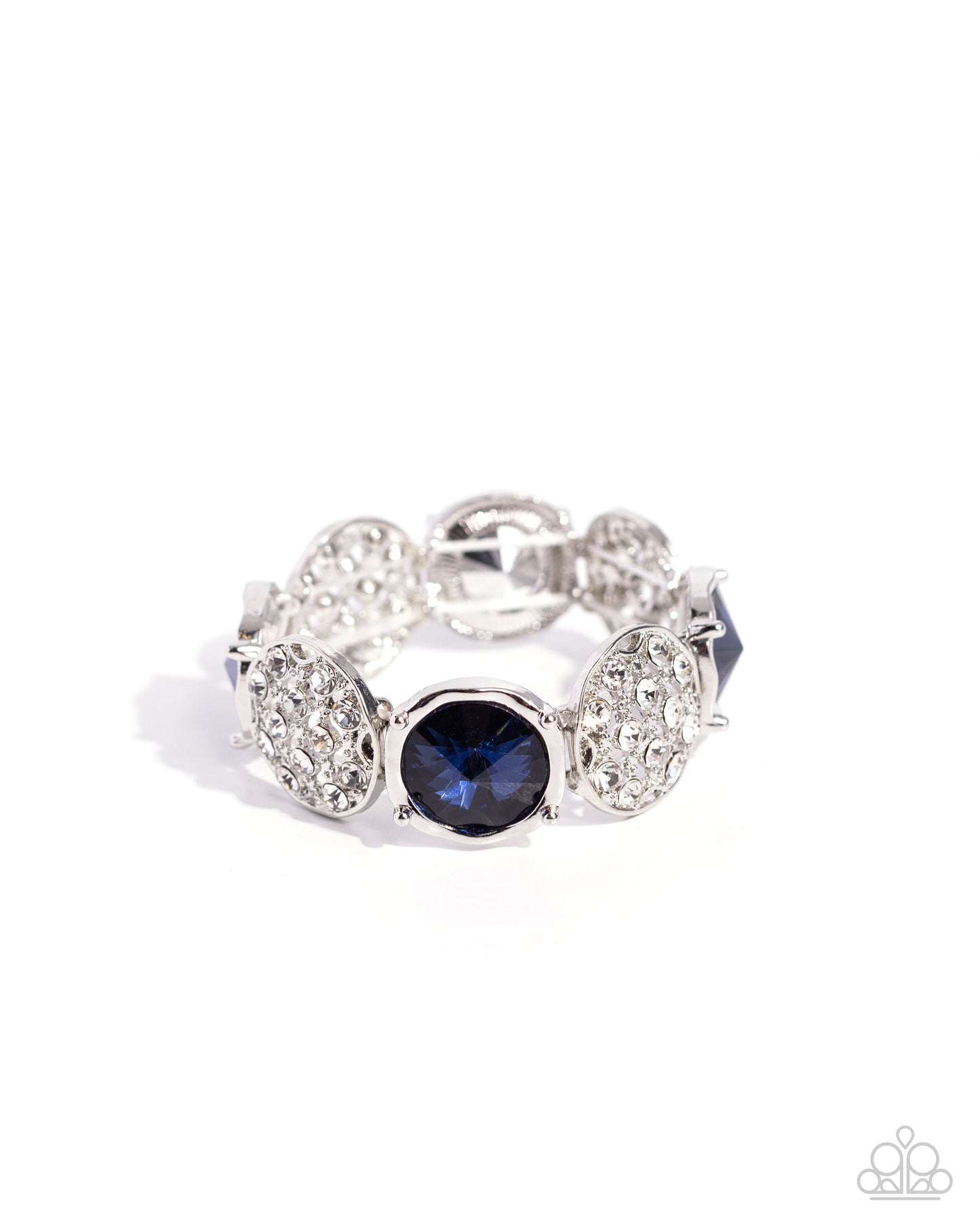 Refined Refresh - Blue Gem & White Gem Stretch Bracelet Paparazzi B1750