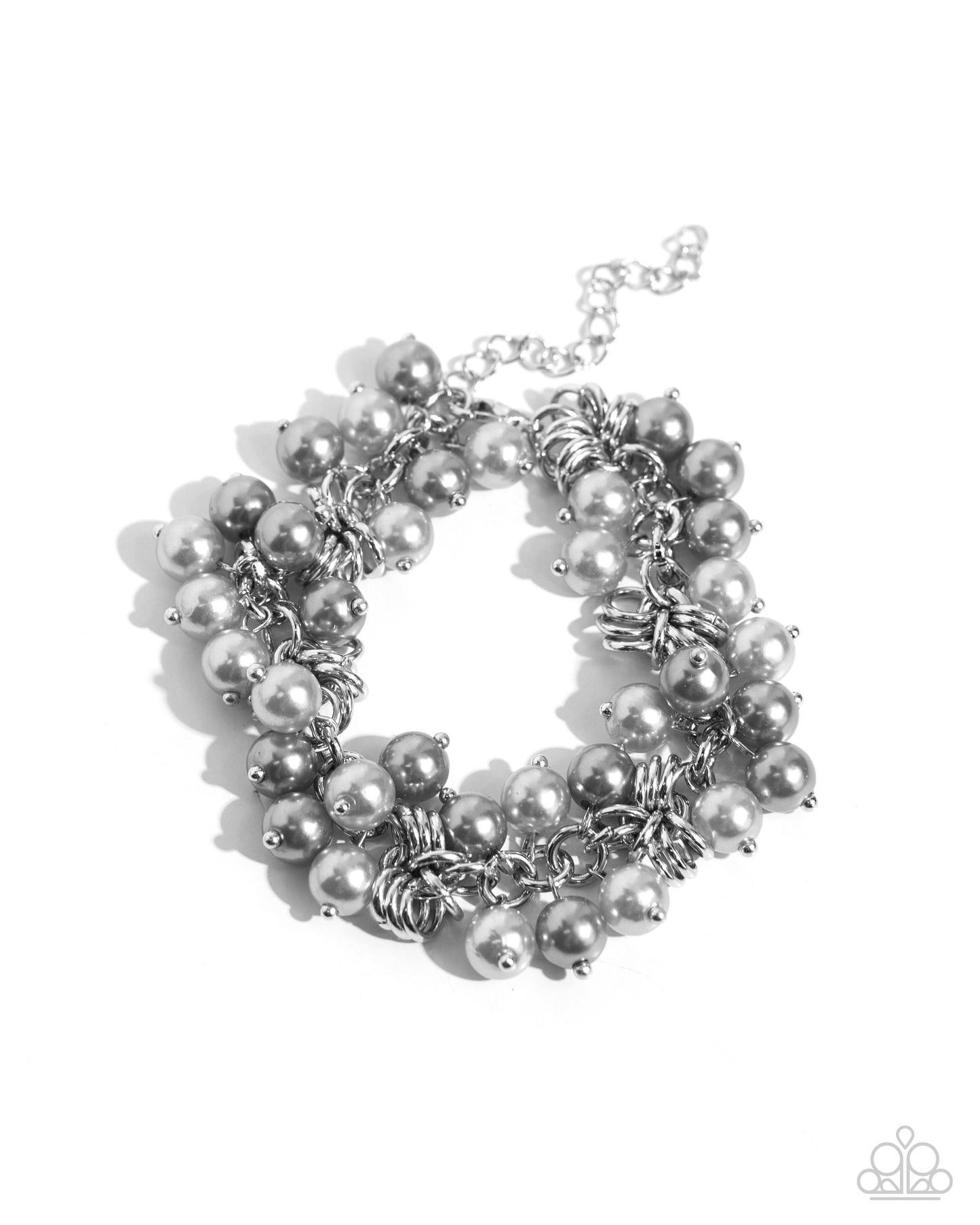 Endless Loop - Silver Sharkskin & Northern Droplet Pearl Bracelet Paparazzi B1763