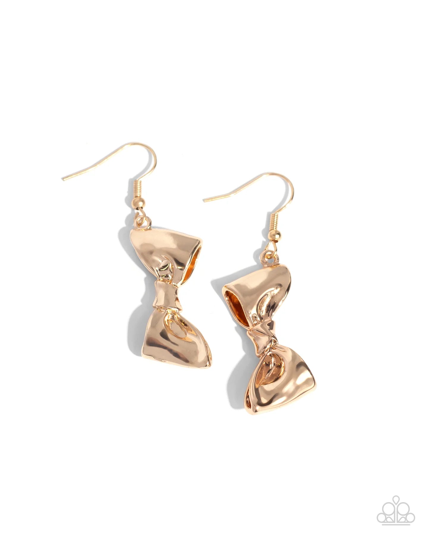 Dapper Dalliance Gold Bow Earring Paparazzi E2080