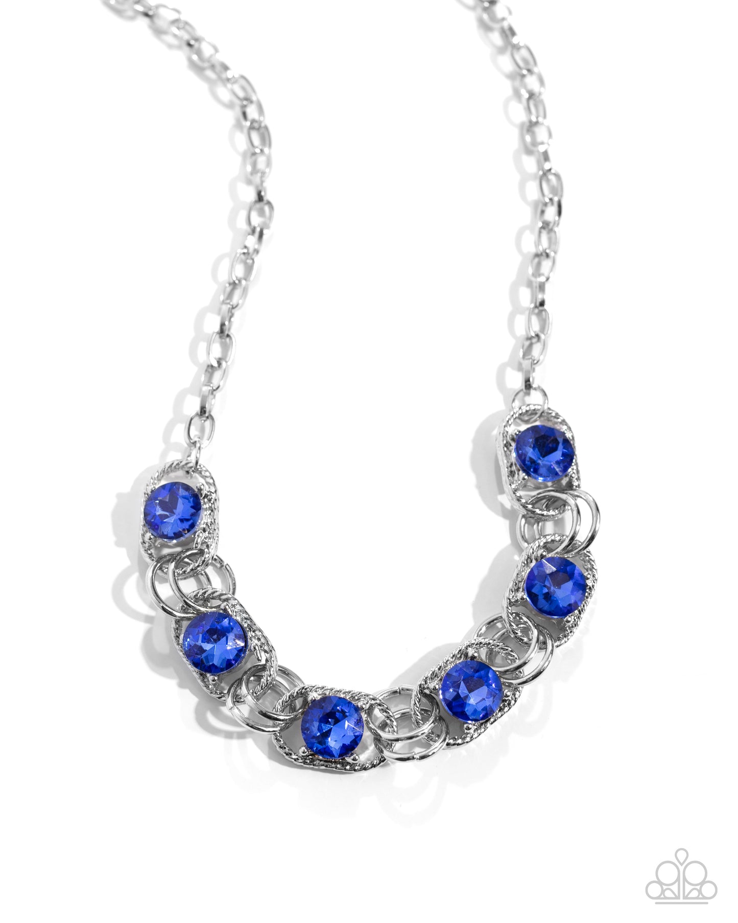 Serrated Sensation - Blue Capri Gem Shimmery Necklace Paparazzi N2566