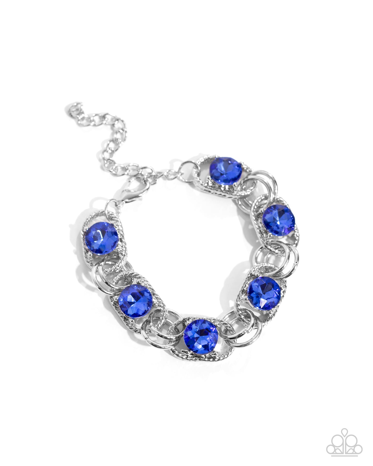 Serrated Secret - Blue Capri Gems Silver Bracelet Paparazzi B1797