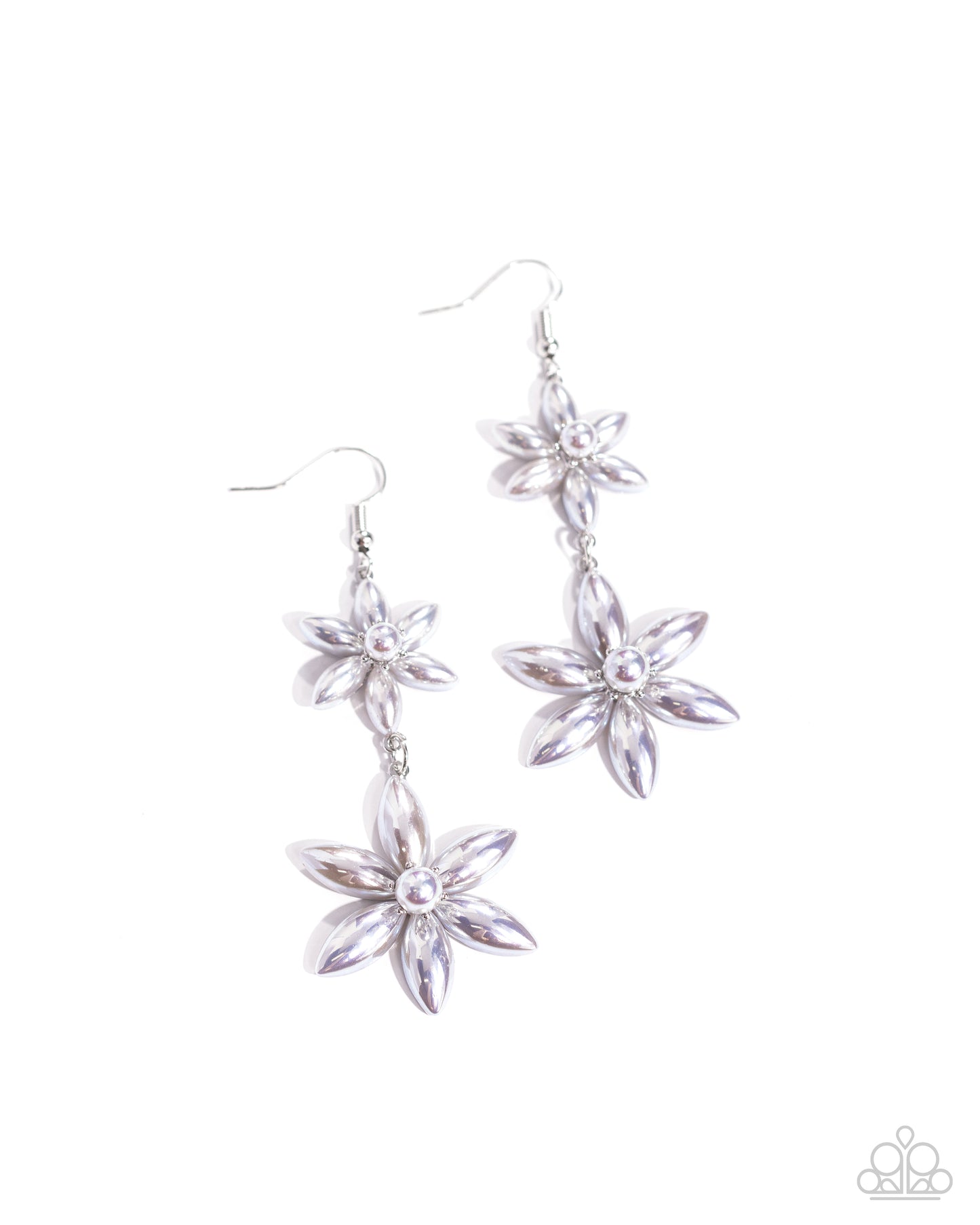 Pearl Posy - Silver Iridescent Gray Pearly Flower Earring Paparazzi E2201