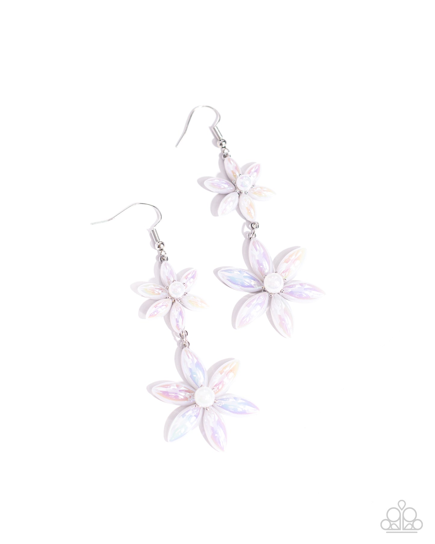 Pearl Posy - White Glassy Pearl Flower Earring Paparazzi E2200