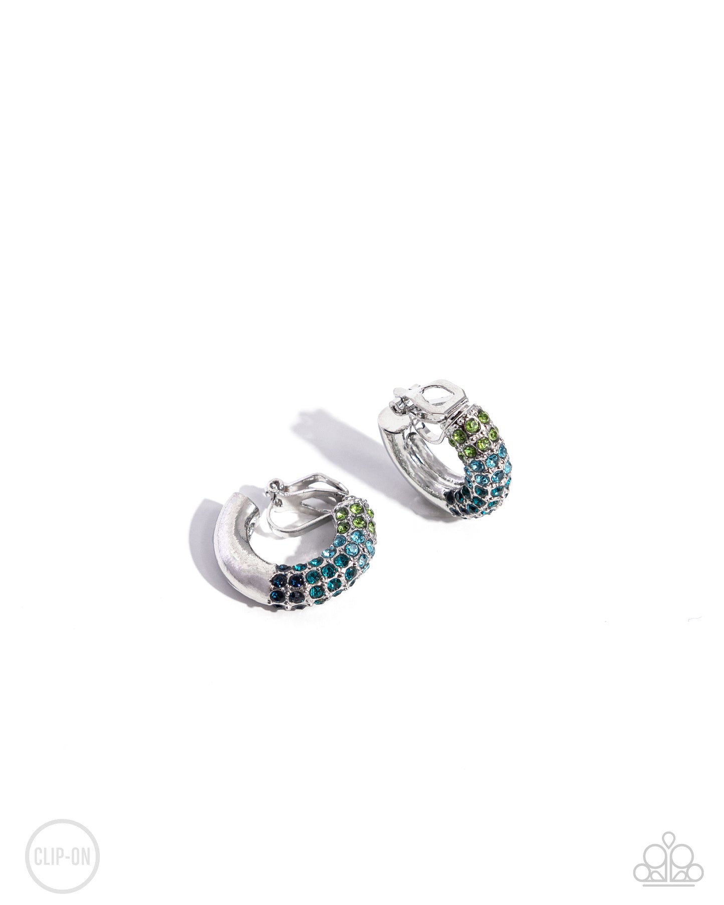 Ombré Observer - Blue To Green Ombre' Rhinestone Clip-On Earring Paparazzi E2173