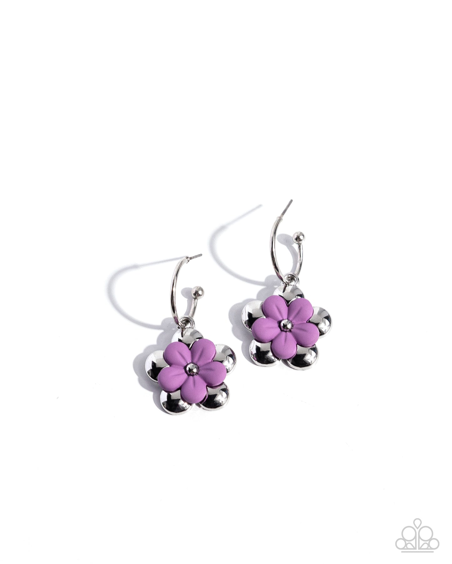 Horticultural Haute - Purple lavender Acrylic Flower 1/2 Inch Hoop Earring Paparazzi E2040