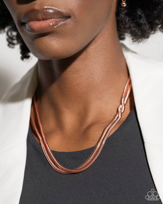 Tasteful Time - Copper - Shiny Copper Twisted Snake Chain Necklace Paparazzi