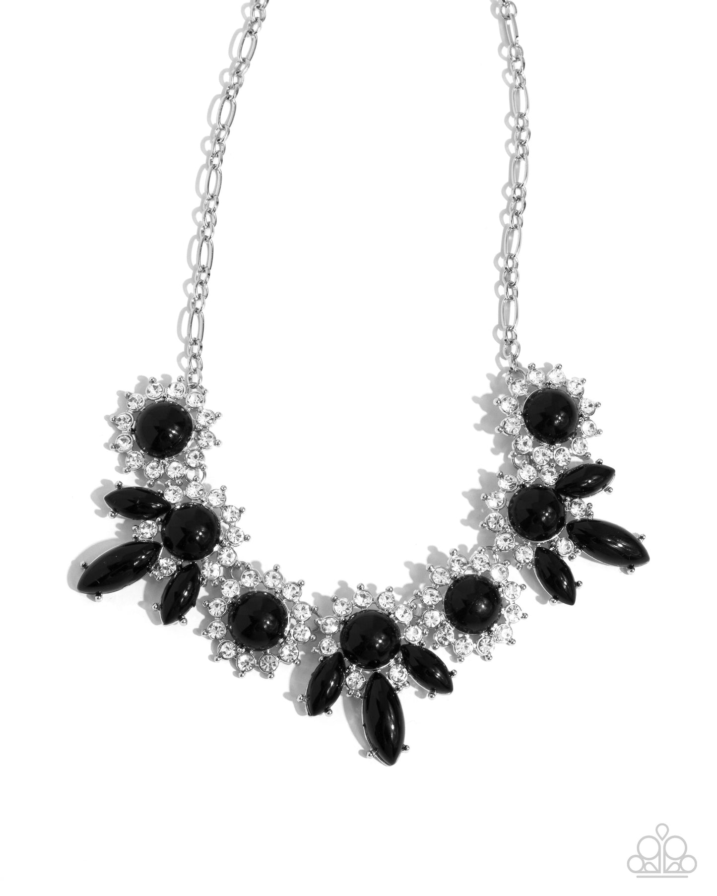 Flair for the Feminine - Black Acrylic Bead White Rhinestone Necklace Paparazzi N2538