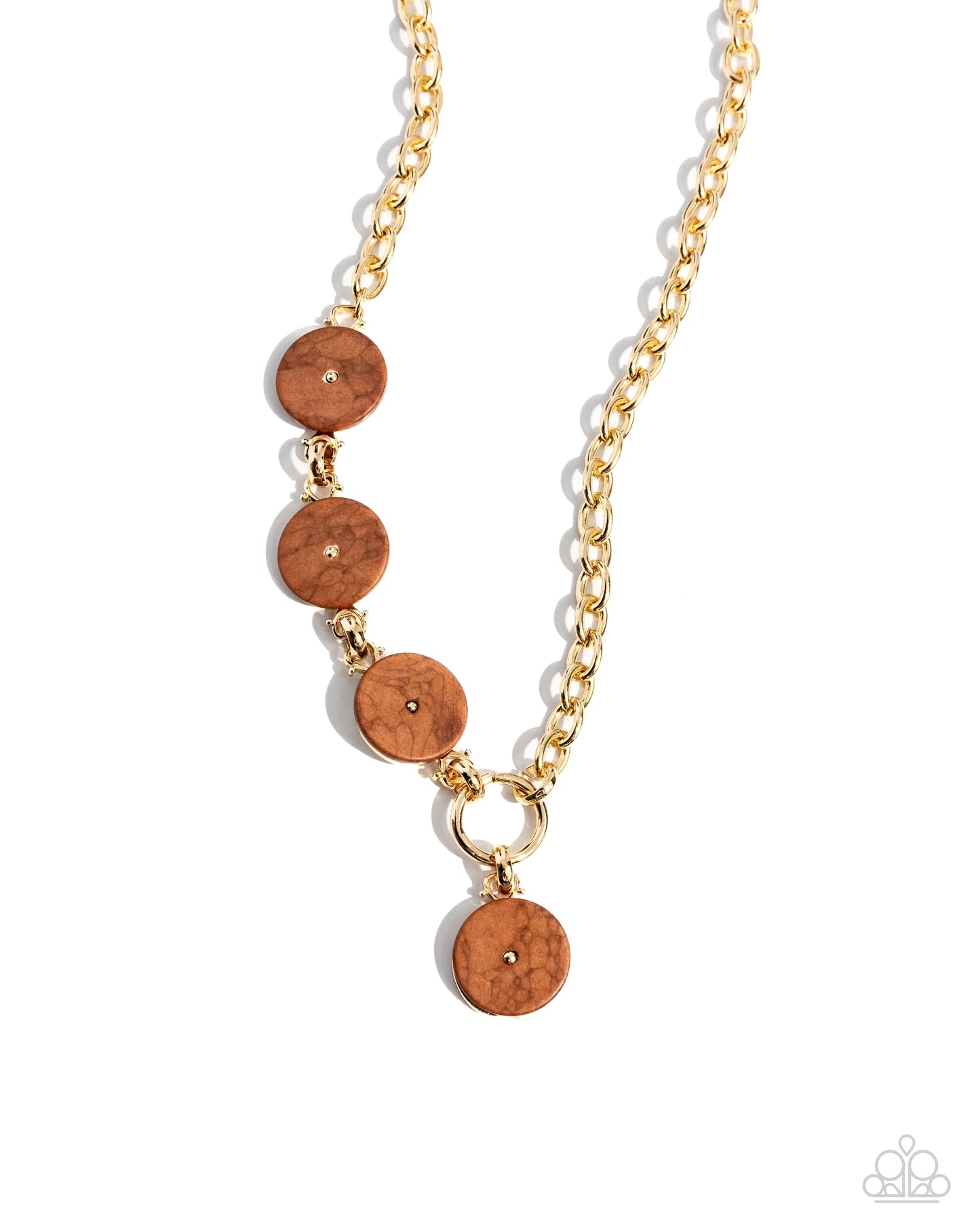 Savory Stone - Brown Stone & Gold Chain Santa Fe Style Necklace Paparazzi N2446