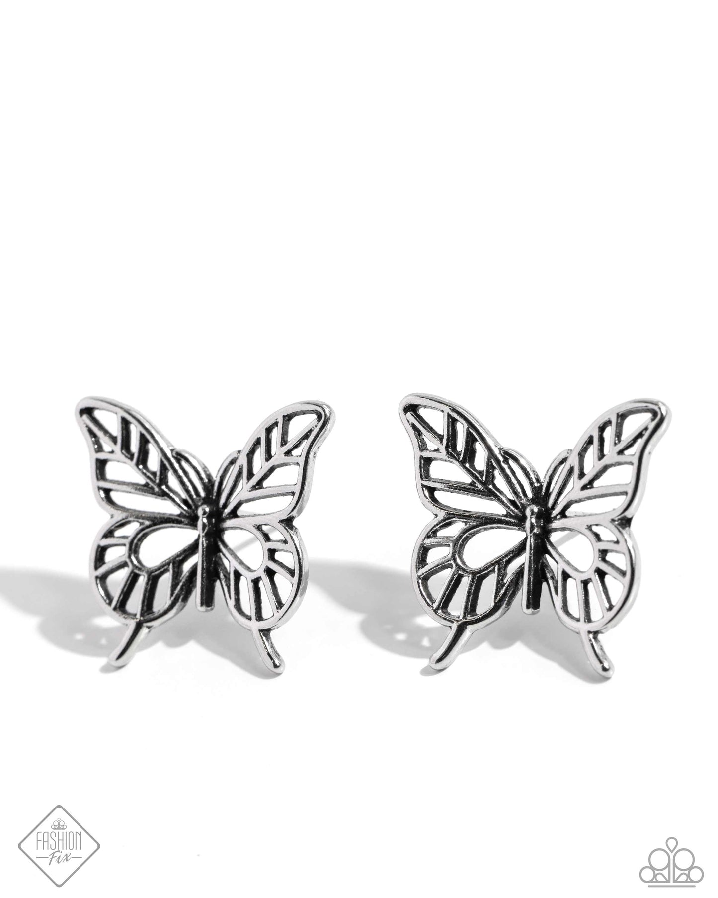 High and FLIGHTY - Silver Butterfly Earring Simply Santa Fe Fashion Fix May 2024 Paparazzi E2023