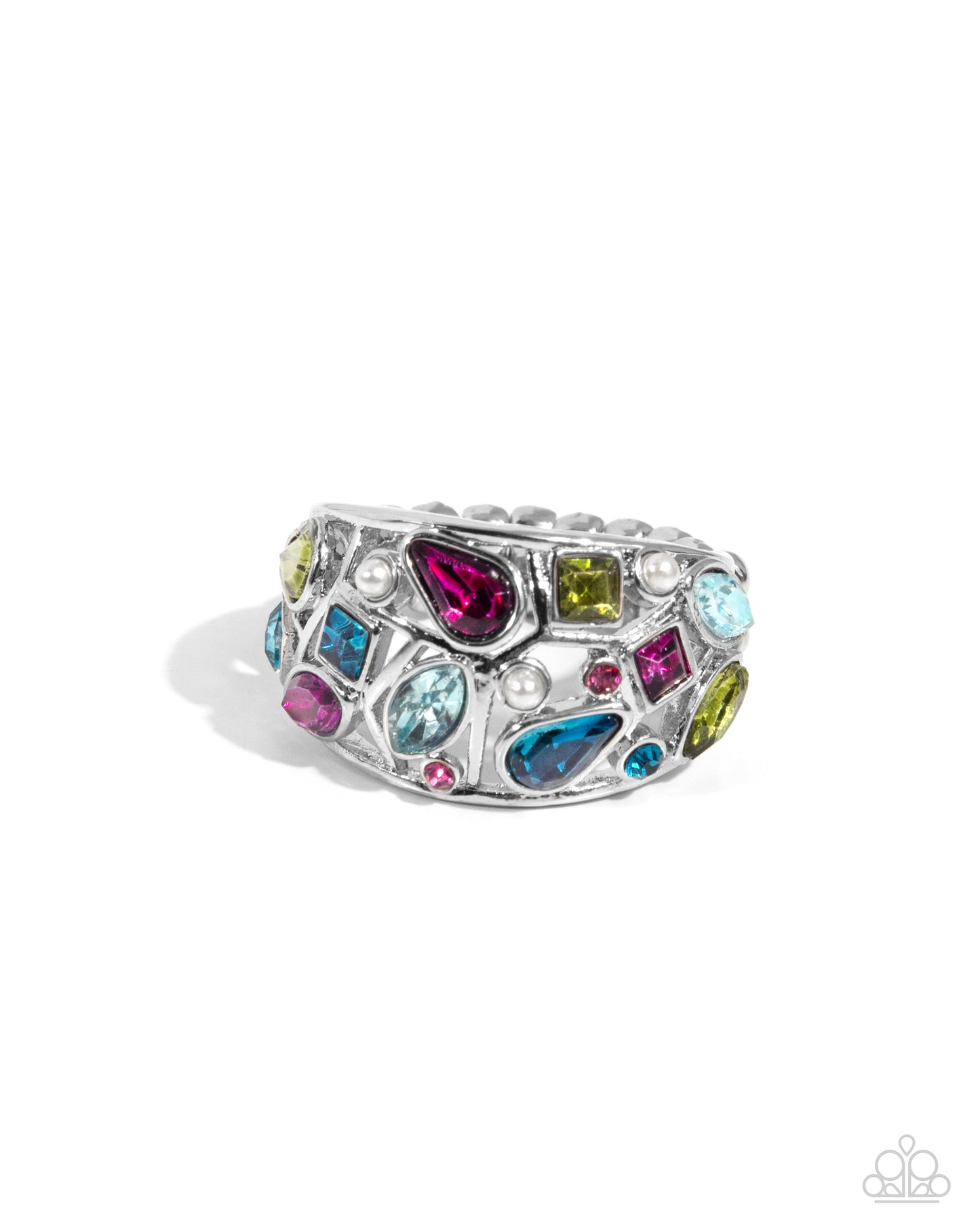 Abstract Accuracy - Pink, Blue, Green Gem Ring Paparazzi R0804