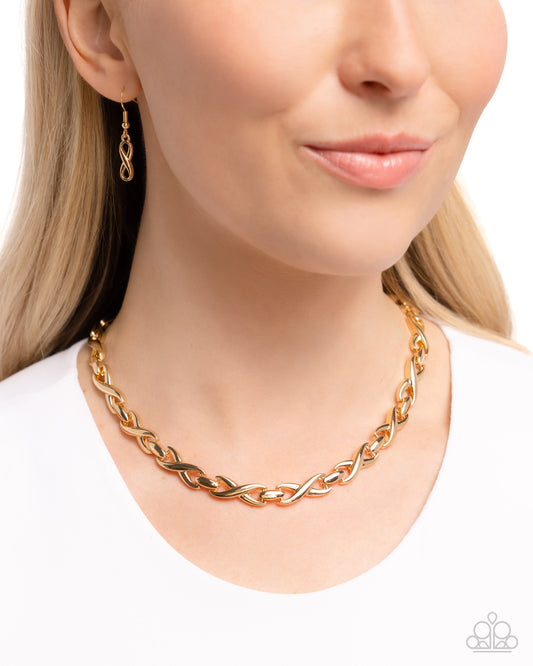 Infinite Influence - Gold Infinity Like Link Short Necklace Paparazzi