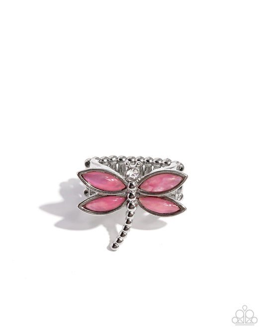 Dragonfly Dedication - Pink Dragonfly Ring Paparazzi R1015