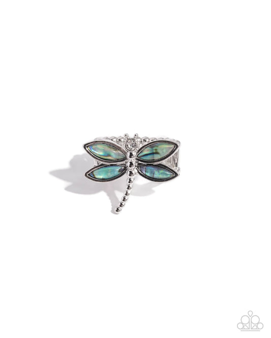 Paparazzi Dragonfly Dedication - Blue Bead Silver Ring R1233