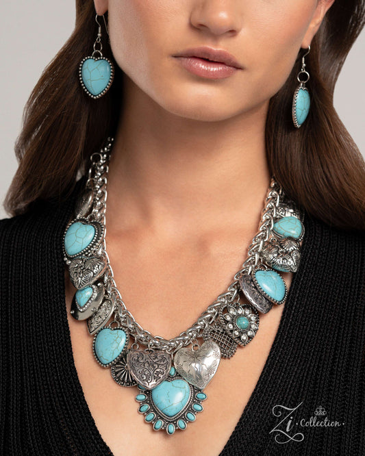 Devoted - Turquoise Heart Santa Fe Style 2024 ZI Collection Necklace Paparazzi