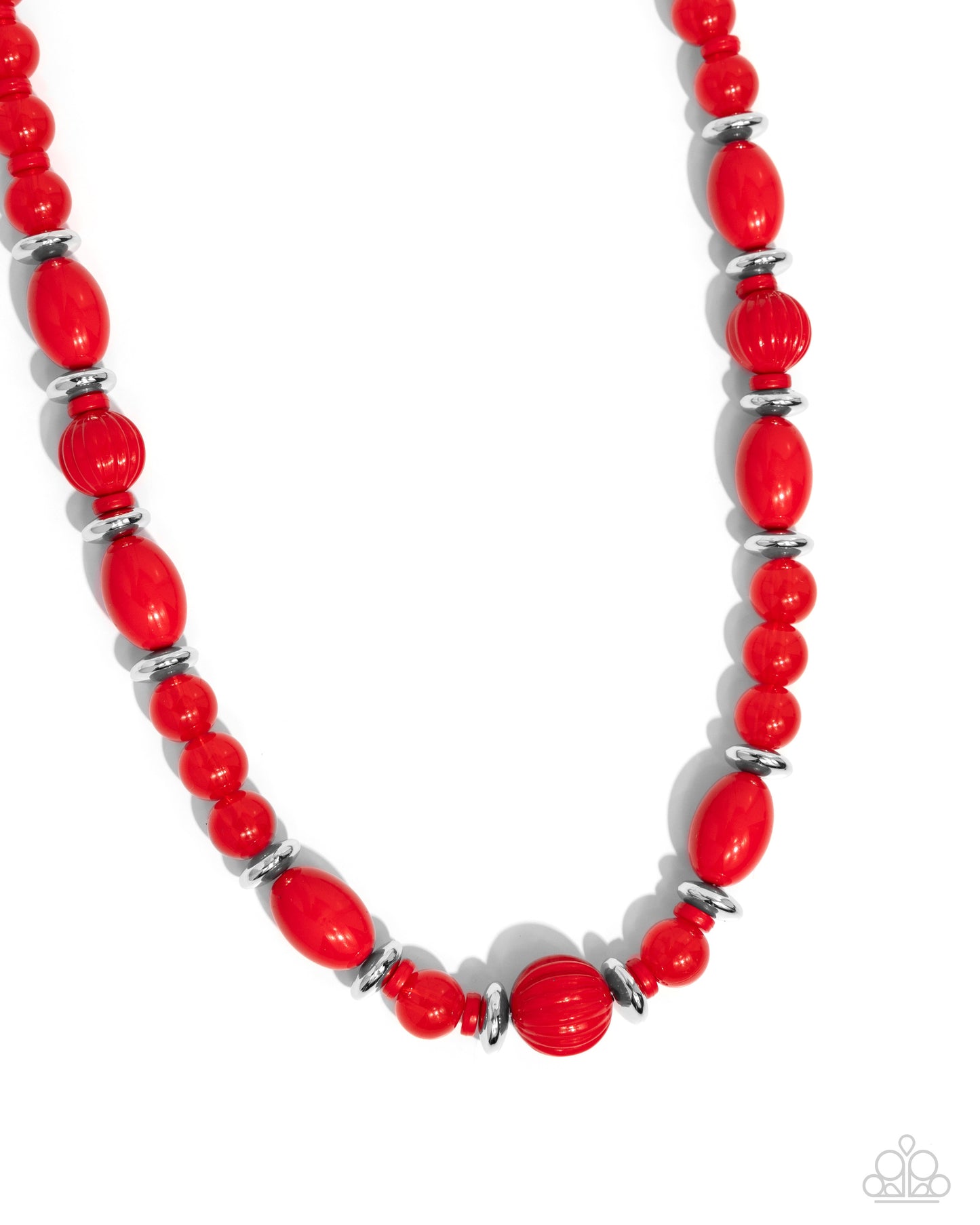 Confidence Cache - Red Cloudy & Solid Acrylic Bead Short Necklace Paparazzi N2415