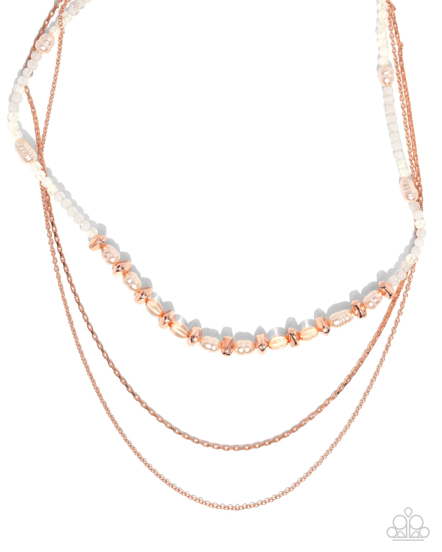 Pearl Profession - Copper - Shiny Copper Chains & White Baroque Pearl Necklace Paparazzi N2483