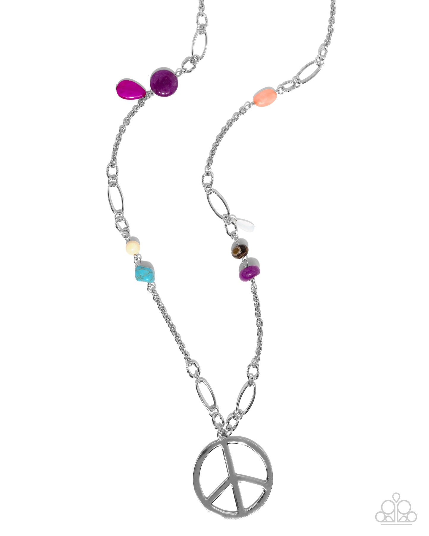 Peaceful Playtime - Purple Lavender, Peach, Pink Acrylic Peace Sign Necklace Paparazzi N2453