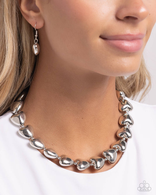 Hello Heartstrings - Silver Heart Bead Necklace Paparazzi