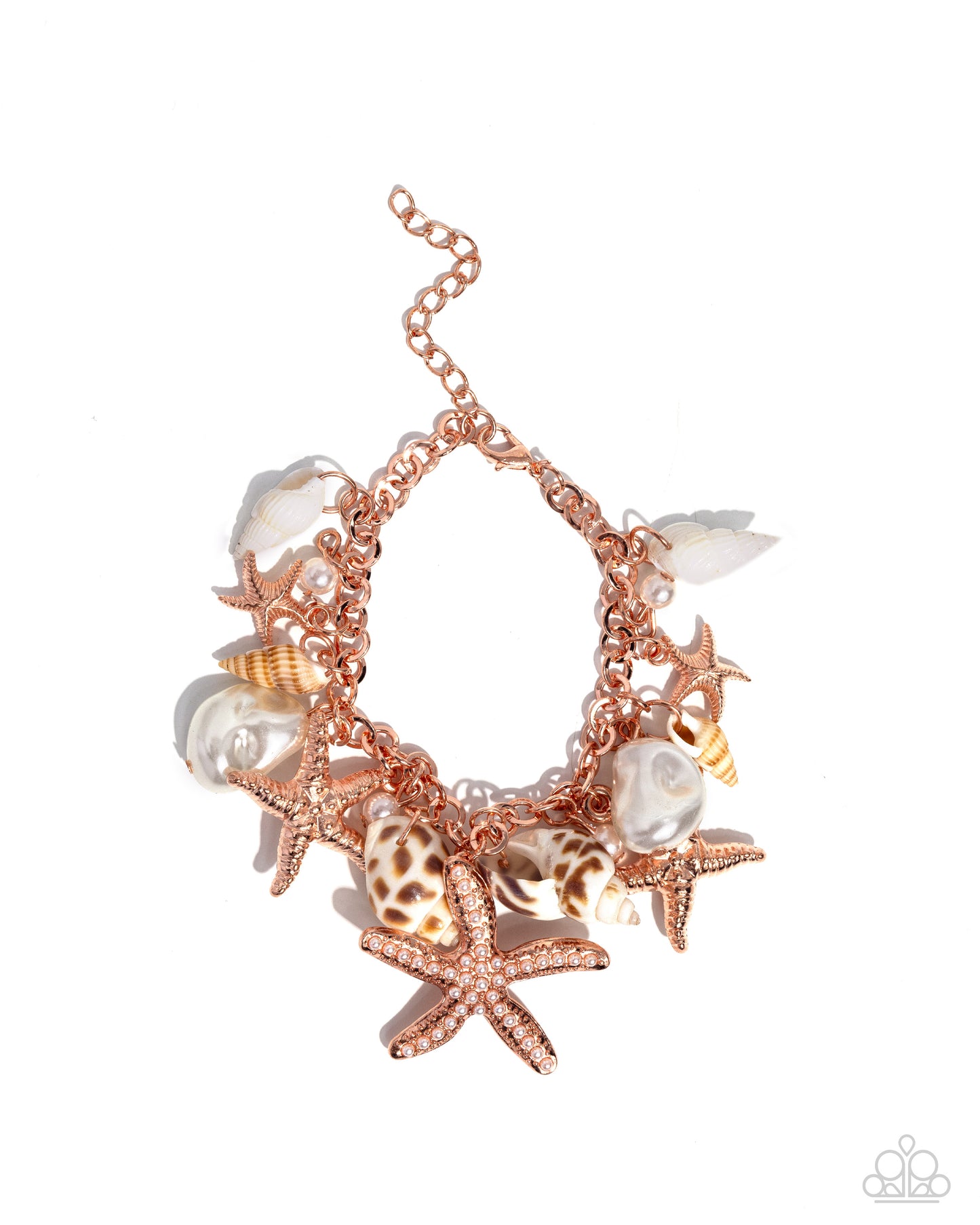 Seashell Song - Copper _ Shiny Copper Sea Shell, Starfish, & Pearl Bracelet Paparazzi B1528