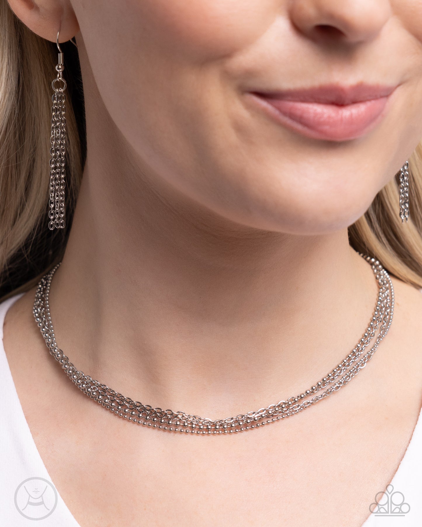 Industrial Independence - Silver Dainty Ball Chains Choker Necklace