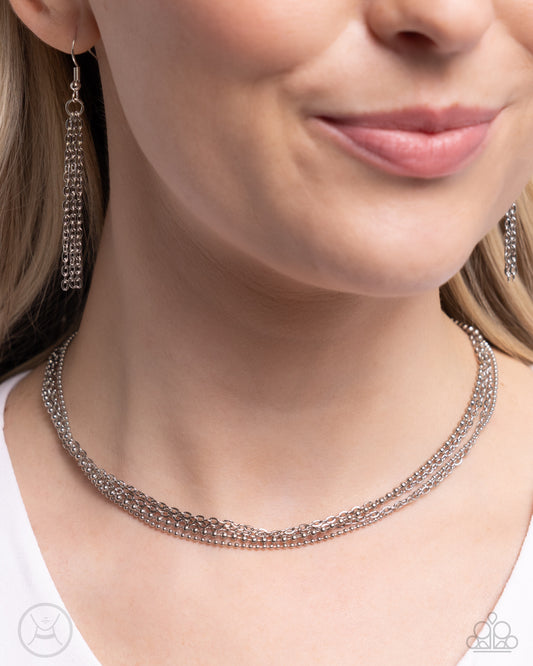 Industrial Independence - Silver Dainty Ball Chains Choker Necklace