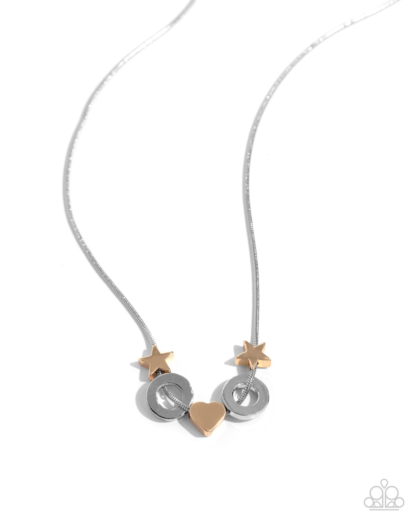 Low-Key Layers - Silver Rings, Gold Heart & Stars Necklace Paparazzi N2489