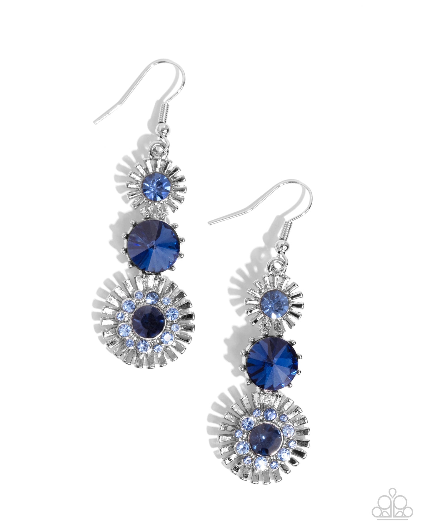 Dedicated Dalliance - Blue Rhinestone & Gem Sunburst Earring Paparazzi E2142