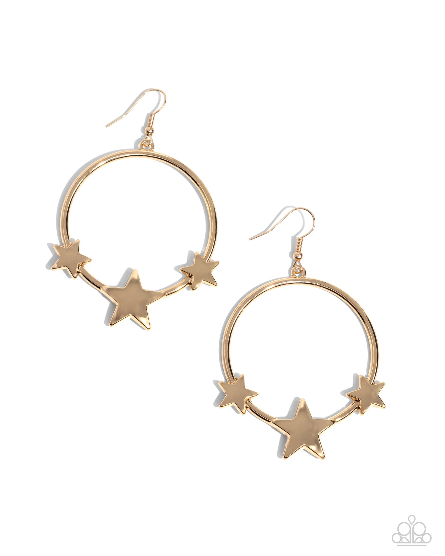 Let SPARKLE Ring! - Gold Star Hoop Patriotic Earring Paparazzi E2228