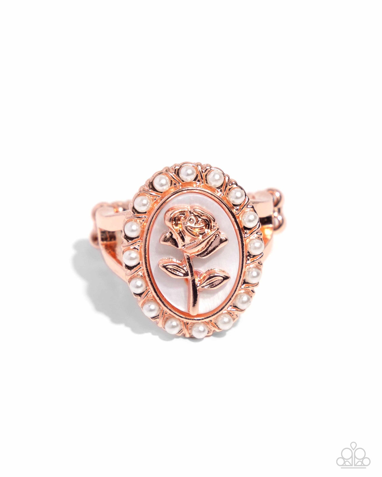 Rosy Reminder - Copper - Shiny Copper Rose Broach Like Ring Paparazzi R0798