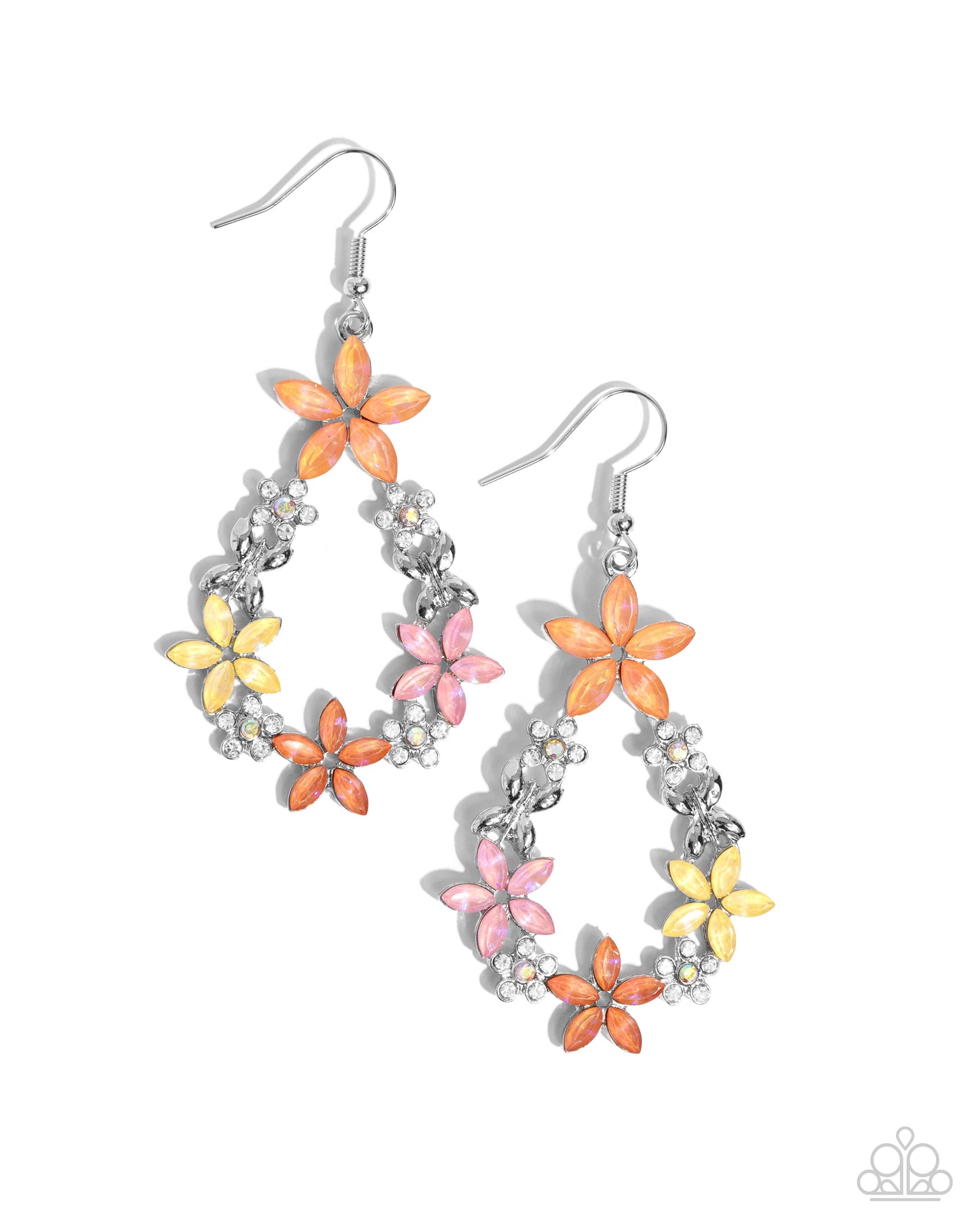 FAIRY Beautiful - Orange, Yellow, Pink Flower Earring Paparazzi E2063