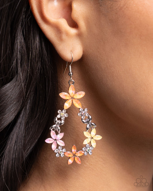 FAIRY Beautiful - Orange, Yellow, Pink Flower Earring Paparazzi E2063