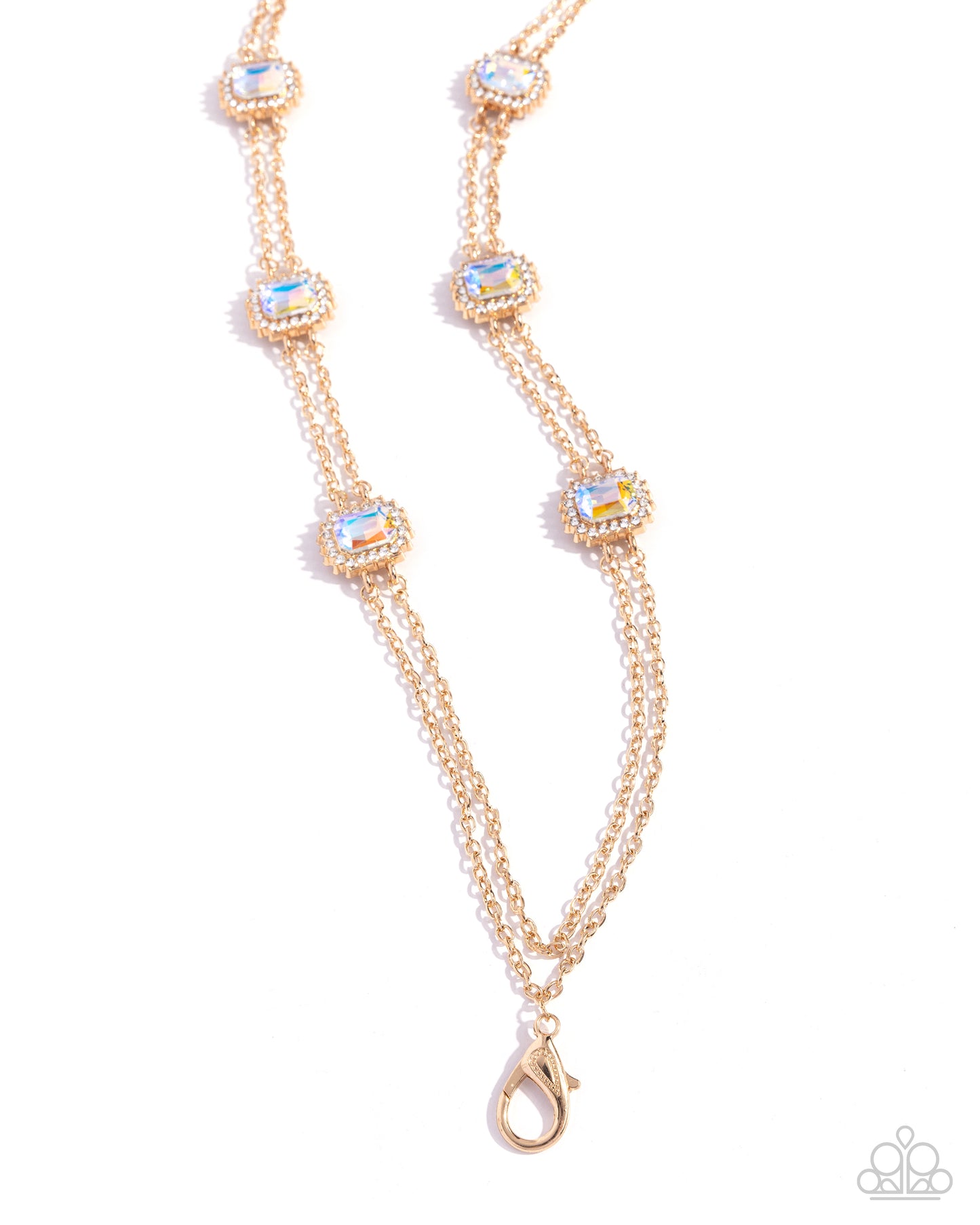 Pocketful of Sunshine - Gold & UV Shimmer Gem Lanyard Style Necklace Paparazzi