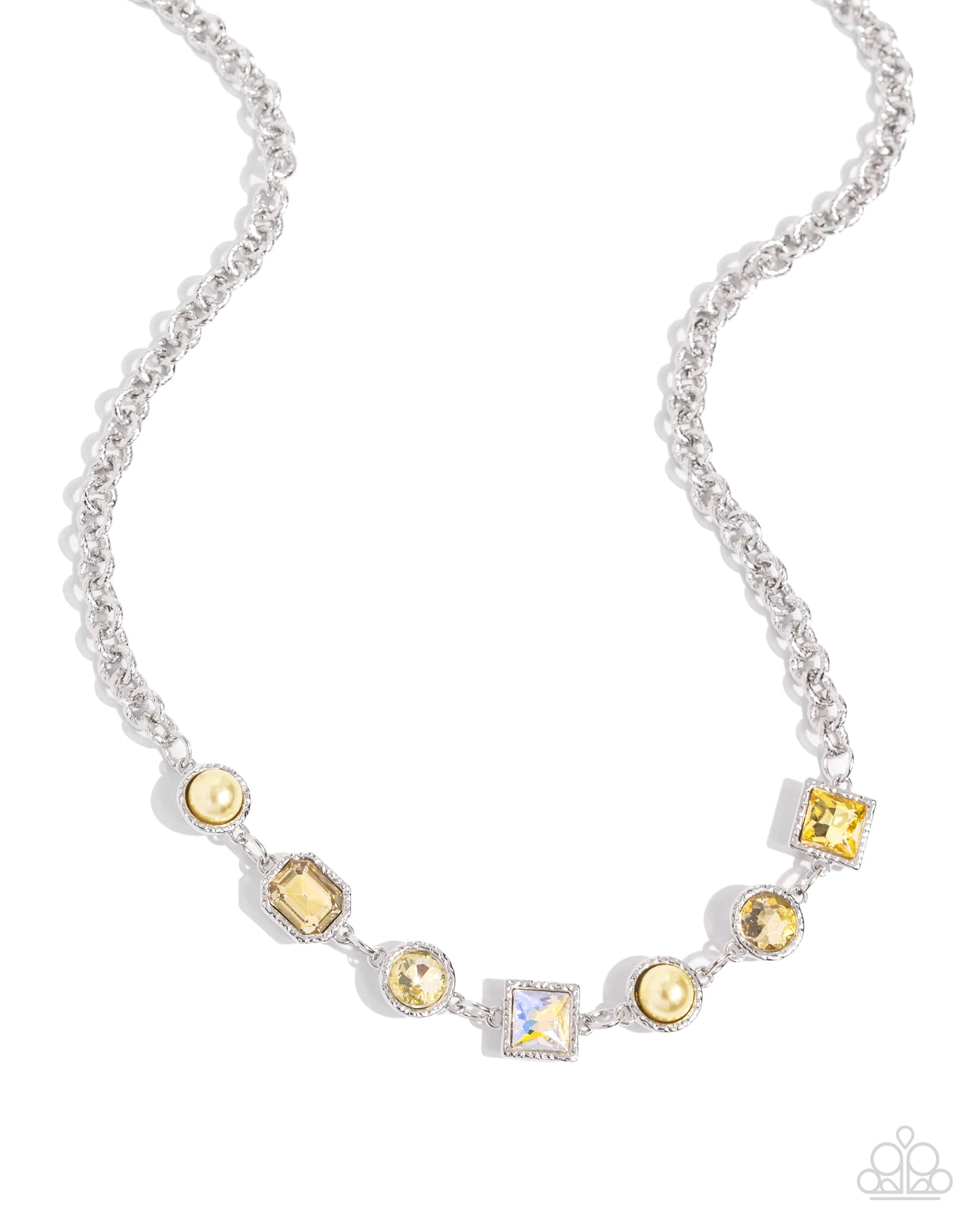 Bejeweled Bravado - Yellow & Light-Yellow Pearl Necklace Paparazzi N2500